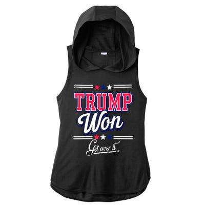 Trump Won Election 2024 Us Flag Donald Trump Won Get Over It 2024 Gift Ladies PosiCharge Tri-Blend Wicking Draft Hoodie Tank