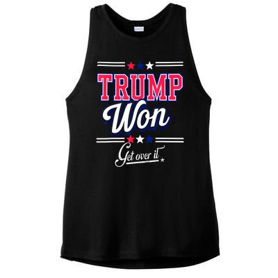 Trump Won Election 2024 Us Flag Donald Trump Won Get Over It 2024 Gift Ladies PosiCharge Tri-Blend Wicking Tank