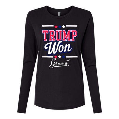 Trump Won Election 2024 Us Flag Donald Trump Won Get Over It 2024 Gift Womens Cotton Relaxed Long Sleeve T-Shirt