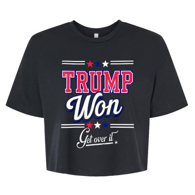 Trump Won Election 2024 Us Flag Donald Trump Won Get Over It 2024 Gift Bella+Canvas Jersey Crop Tee