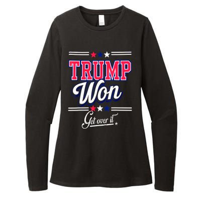 Trump Won Election 2024 Us Flag Donald Trump Won Get Over It 2024 Gift Womens CVC Long Sleeve Shirt