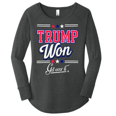 Trump Won Election 2024 Us Flag Donald Trump Won Get Over It 2024 Gift Women's Perfect Tri Tunic Long Sleeve Shirt