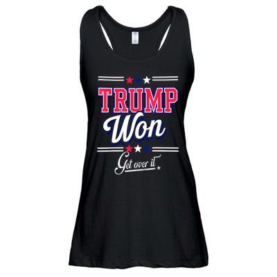 Trump Won Election 2024 Us Flag Donald Trump Won Get Over It 2024 Gift Ladies Essential Flowy Tank