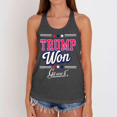 Trump Won Election 2024 Us Flag Donald Trump Won Get Over It 2024 Gift Women's Knotted Racerback Tank