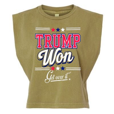 Trump Won Election 2024 Us Flag Donald Trump Won Get Over It 2024 Gift Garment-Dyed Women's Muscle Tee