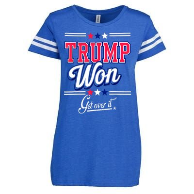 Trump Won Election 2024 Us Flag Donald Trump Won Get Over It 2024 Gift Enza Ladies Jersey Football T-Shirt