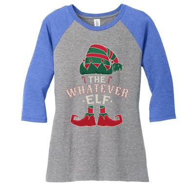 The Whatever Elf Cute Ugly Christmas Sweater Family Gift Women's Tri-Blend 3/4-Sleeve Raglan Shirt