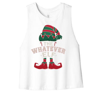 The Whatever Elf Cute Ugly Christmas Sweater Family Gift Women's Racerback Cropped Tank