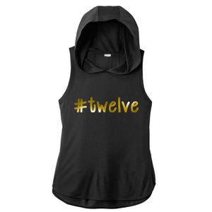 #Twelve 12th Birthday Gold Logo Ladies PosiCharge Tri-Blend Wicking Draft Hoodie Tank