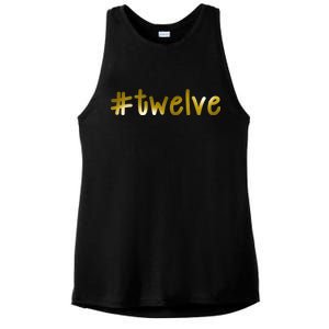 #Twelve 12th Birthday Gold Logo Ladies PosiCharge Tri-Blend Wicking Tank