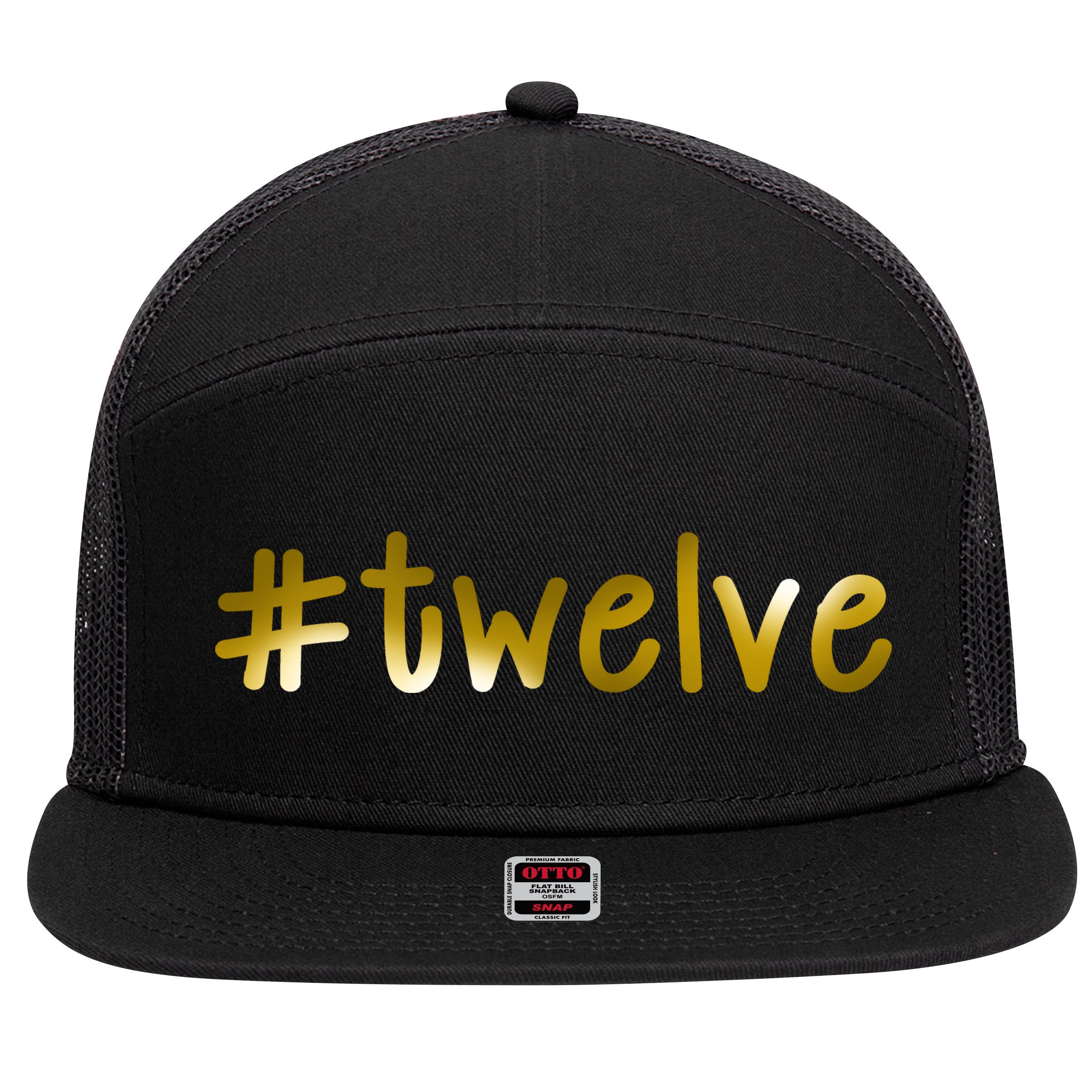 #Twelve 12th Birthday Gold Logo 7 Panel Mesh Trucker Snapback Hat