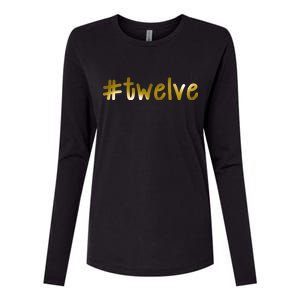 #Twelve 12th Birthday Gold Logo Womens Cotton Relaxed Long Sleeve T-Shirt