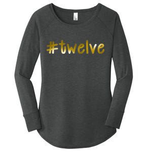 #Twelve 12th Birthday Gold Logo Women's Perfect Tri Tunic Long Sleeve Shirt