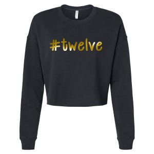 #Twelve 12th Birthday Gold Logo Cropped Pullover Crew