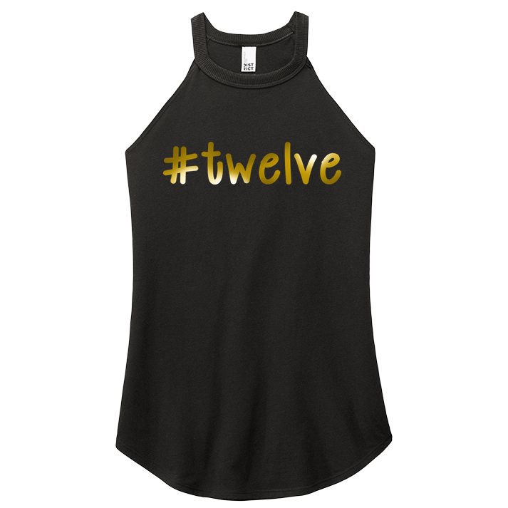 #Twelve 12th Birthday Gold Logo Women's Perfect Tri Rocker Tank
