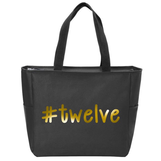 #Twelve 12th Birthday Gold Logo Zip Tote Bag