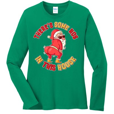 Twerking Santa Claus There's Some Hos In This House Ladies Long Sleeve Shirt