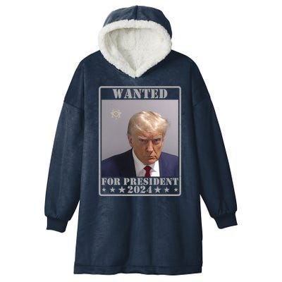 Trump Wanted For President 2024 Hooded Wearable Blanket