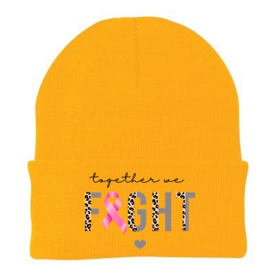 Together We Fight Breast Cancer Awareness Leopard Knit Cap Winter Beanie