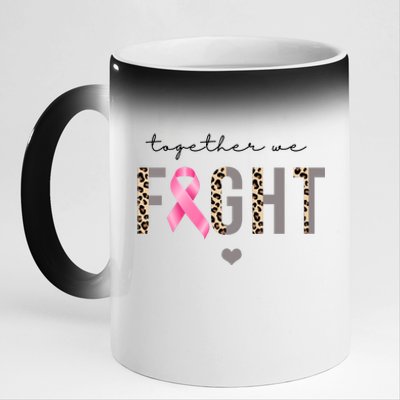 Together We Fight Breast Cancer Awareness Leopard 11oz Black Color Changing Mug