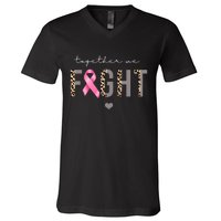 Together We Fight Breast Cancer Awareness Leopard V-Neck T-Shirt