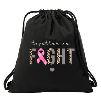 Together We Fight Breast Cancer Awareness Leopard Drawstring Bag