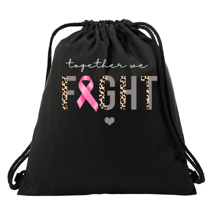 Together We Fight Breast Cancer Awareness Leopard Drawstring Bag