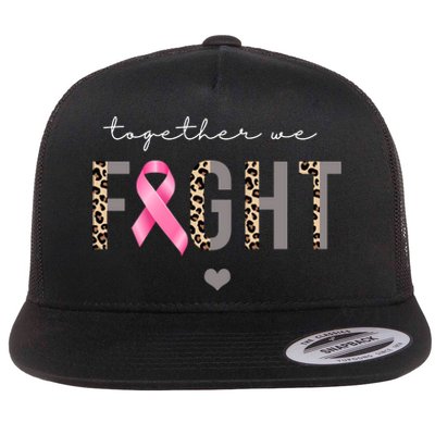 Together We Fight Breast Cancer Awareness Leopard Flat Bill Trucker Hat