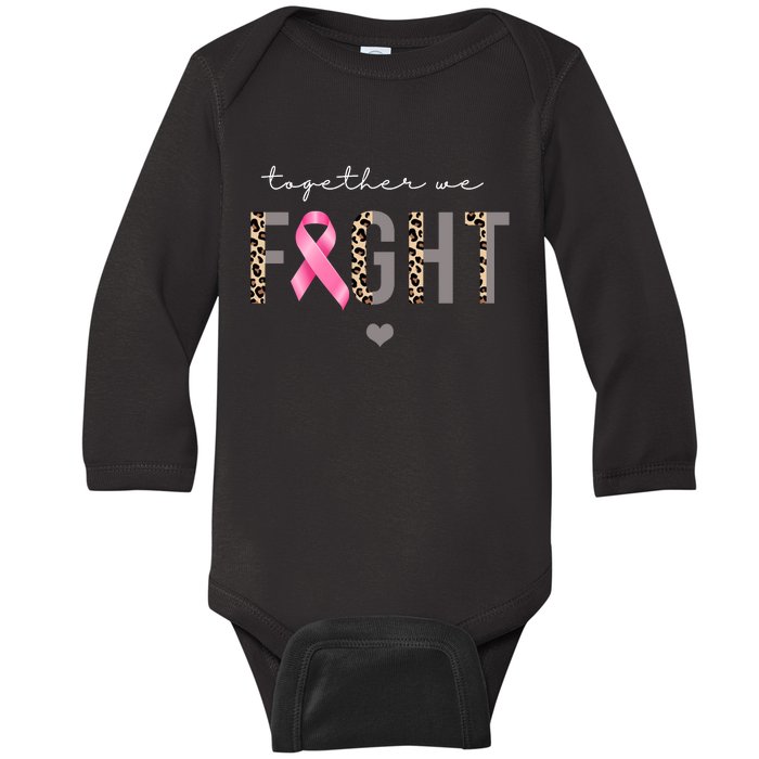 Together We Fight Breast Cancer Awareness Leopard Baby Long Sleeve Bodysuit