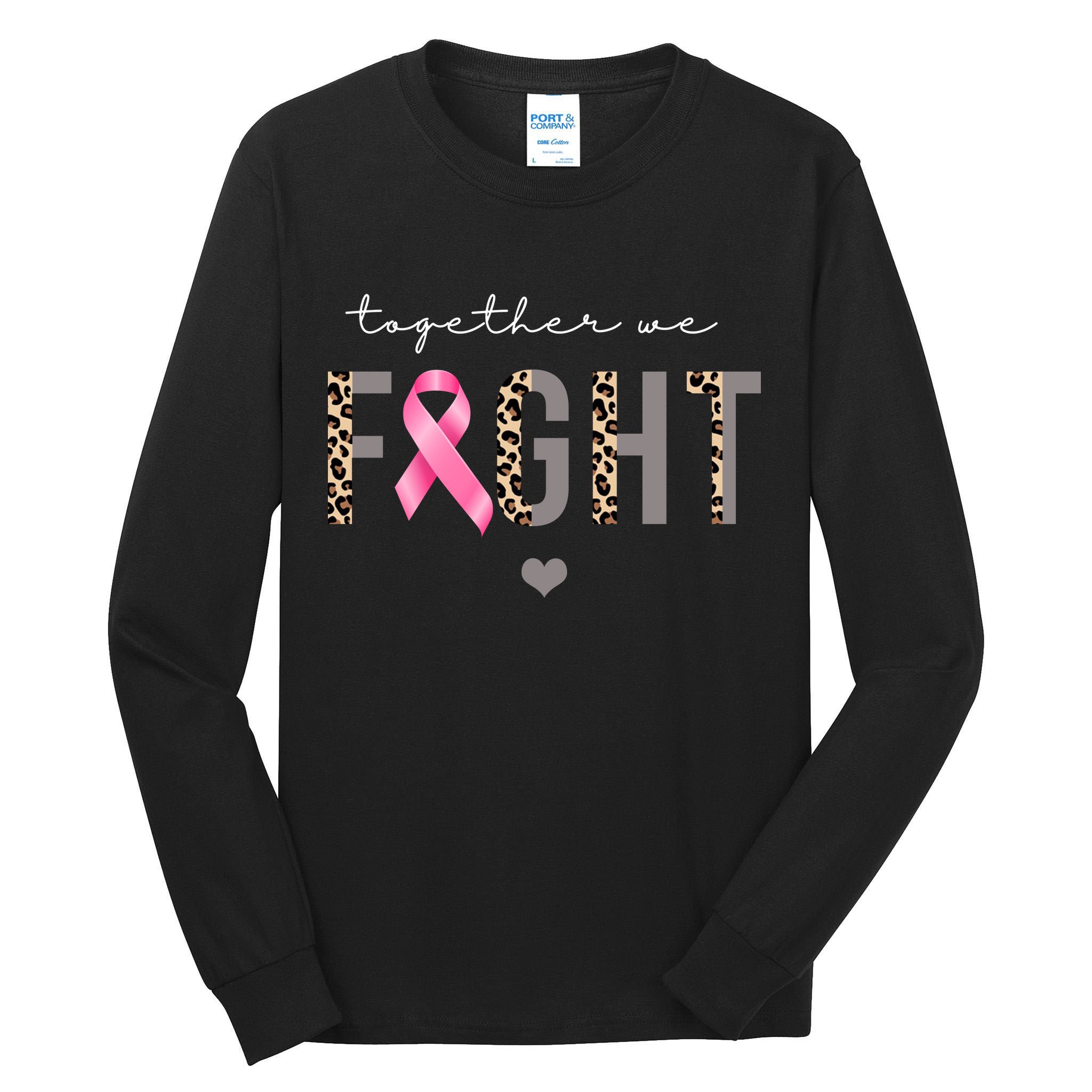 Together We Fight Breast Cancer Awareness Leopard Tall Long Sleeve T-Shirt