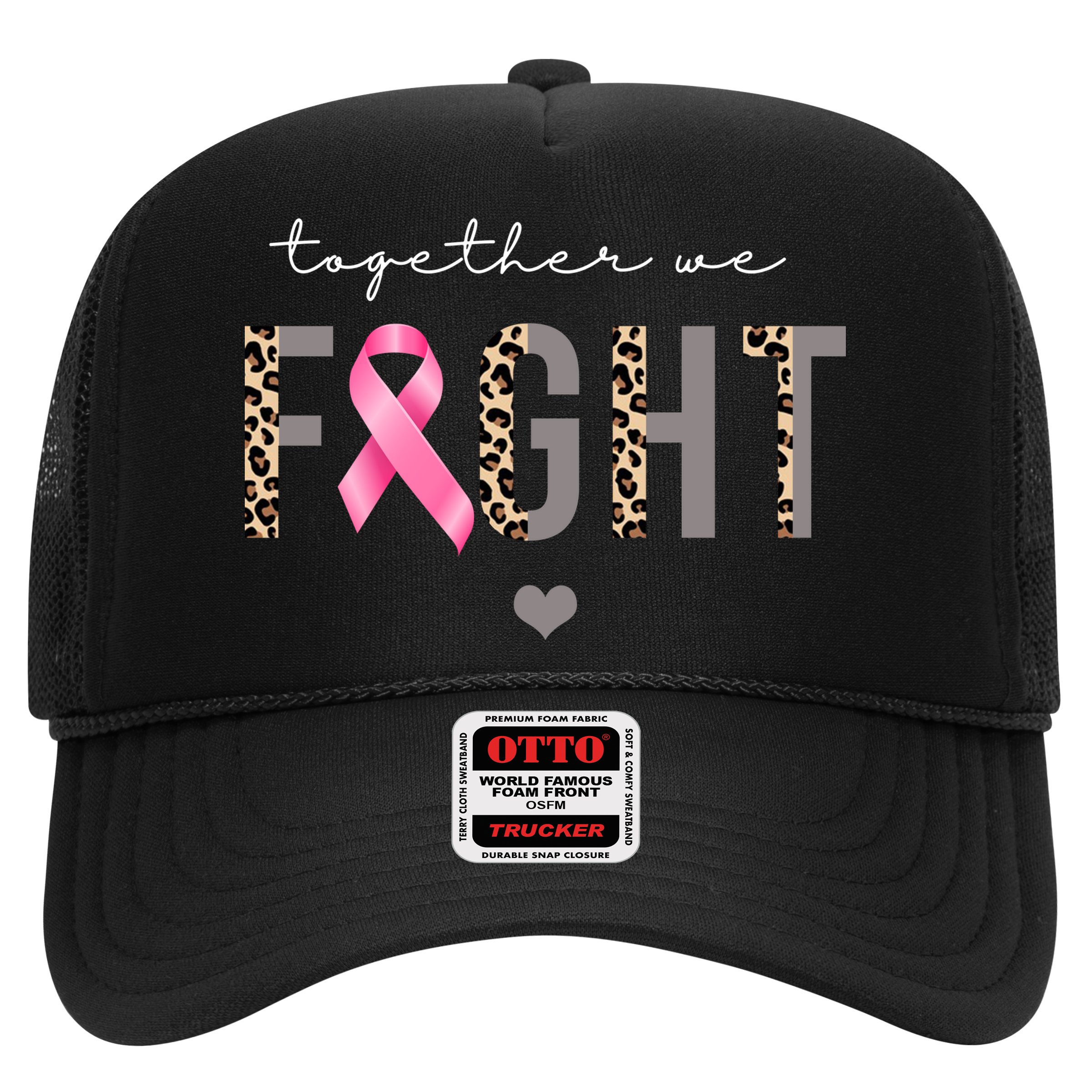 Together We Fight Breast Cancer Awareness Leopard Hat