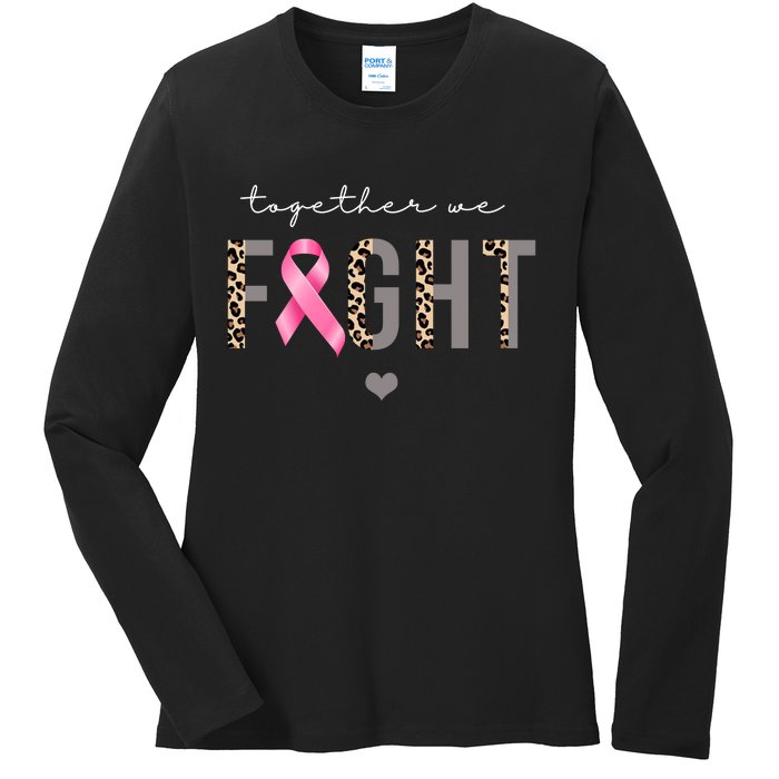 Together We Fight Breast Cancer Awareness Leopard Ladies Long Sleeve Shirt