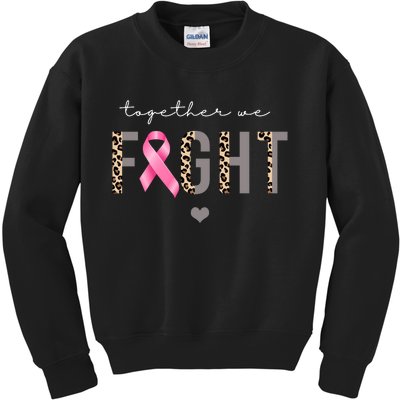 Together We Fight Breast Cancer Awareness Leopard Kids Sweatshirt