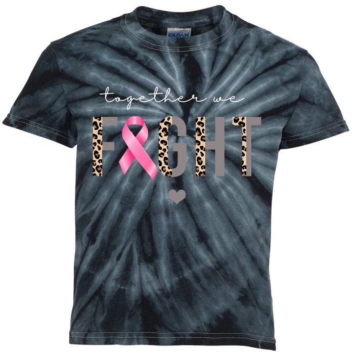 Together We Fight Breast Cancer Awareness Leopard Kids Tie-Dye T-Shirt