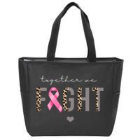 Together We Fight Breast Cancer Awareness Leopard Zip Tote Bag