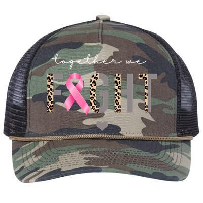 Together We Fight Breast Cancer Awareness Leopard Retro Rope Trucker Hat Cap