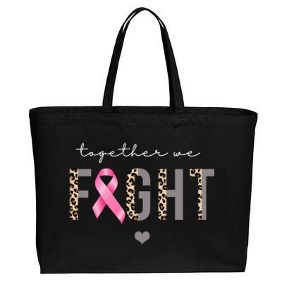 Together We Fight Breast Cancer Awareness Leopard Cotton Canvas Jumbo Tote