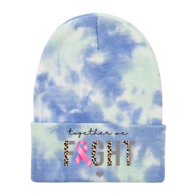 Together We Fight Breast Cancer Awareness Leopard Tie Dye 12in Knit Beanie