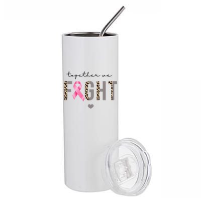 Together We Fight Breast Cancer Awareness Leopard Stainless Steel Tumbler