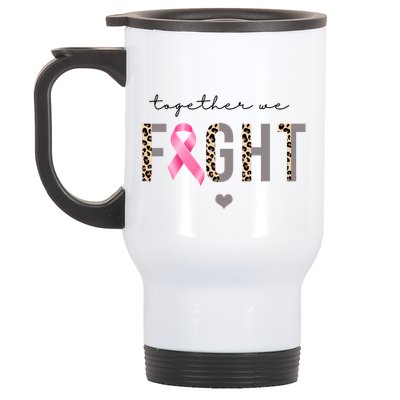 Together We Fight Breast Cancer Awareness Leopard Stainless Steel Travel Mug