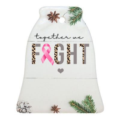 Together We Fight Breast Cancer Awareness Leopard Ceramic Bell Ornament