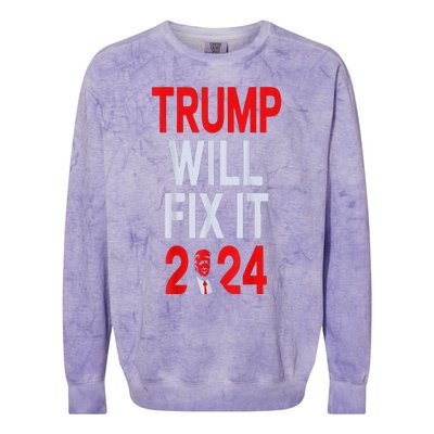 Trump Will Fix It Election 2024 Colorblast Crewneck Sweatshirt