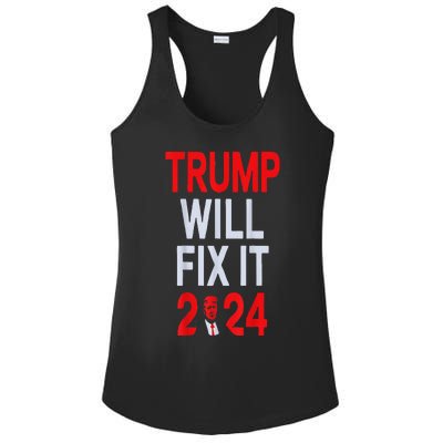 Trump Will Fix It Election 2024 Ladies PosiCharge Competitor Racerback Tank