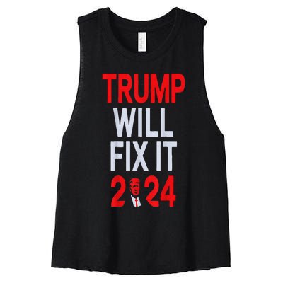 Trump Will Fix It Election 2024 Women's Racerback Cropped Tank