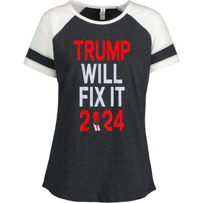 Trump Will Fix It Election 2024 Enza Ladies Jersey Colorblock Tee