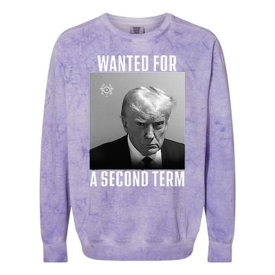 Trump Wanted For A Second Term Colorblast Crewneck Sweatshirt