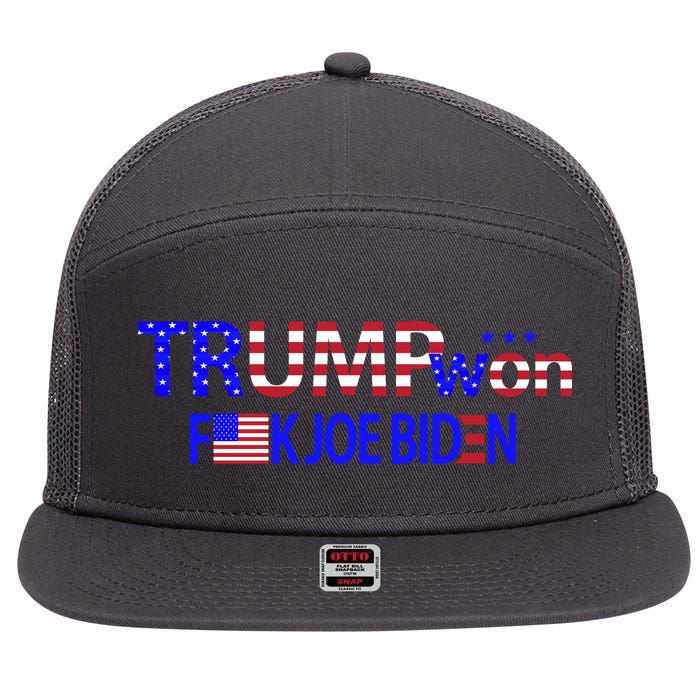 Trump Won F Biden 7 Panel Mesh Trucker Snapback Hat