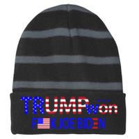 Trump Won F Biden Striped Beanie with Solid Band