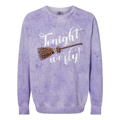 Tonight We Fly Fun Halloween Pumpkin Witches Colorblast Crewneck Sweatshirt