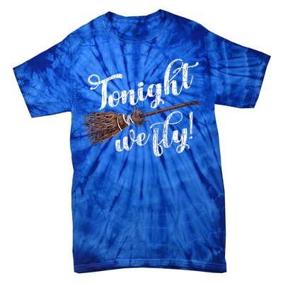 Tonight We Fly Fun Halloween Pumpkin Witches Tie-Dye T-Shirt